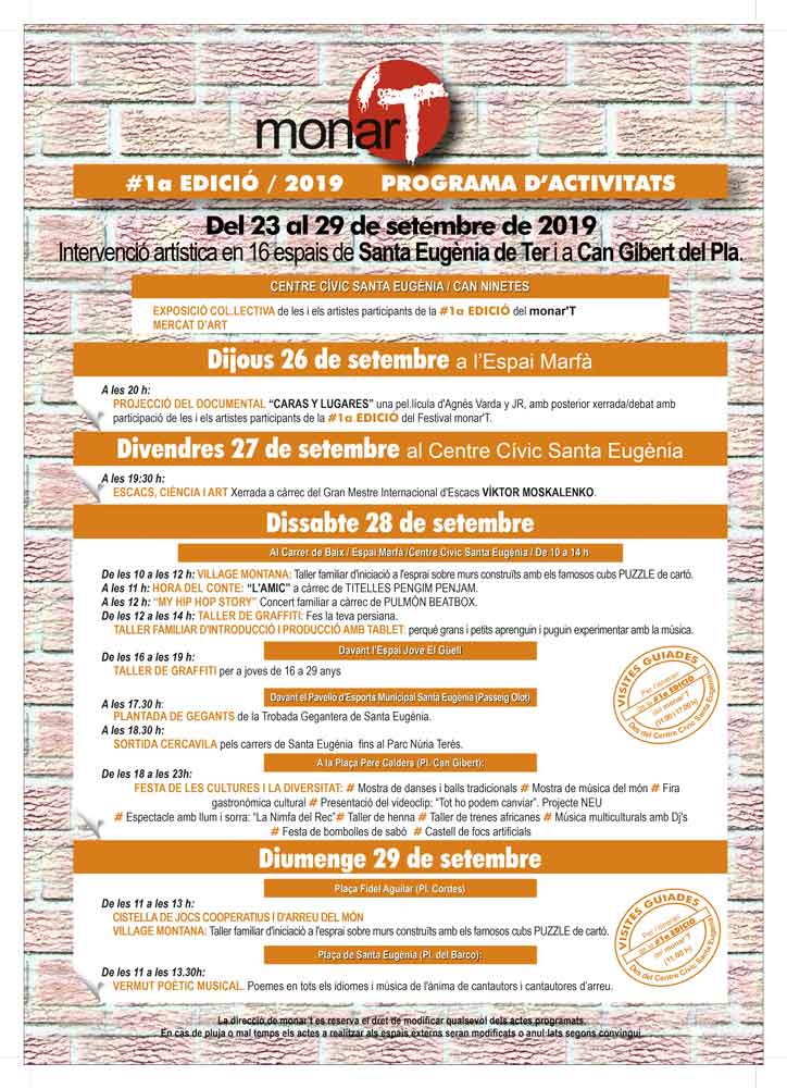 ACTIVITATS Del 23 al 29 de setembre de 2019 16 espais a Santa Eugènia de Ter i a Can Gibert del Pla.